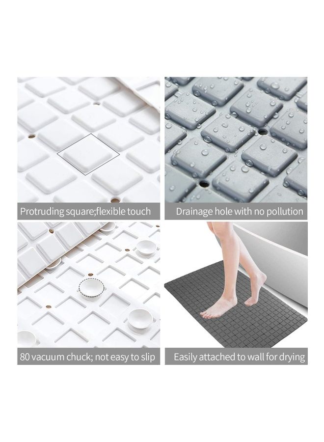 ZENHOME Non-Skid Bath Mat with Suction Cups White 71 x 40cm - Image 5