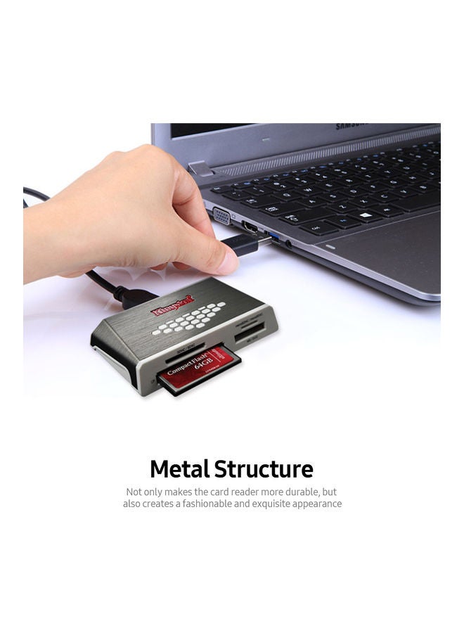 Kingston - FCR-HS4 USB 3.0 High Speed Card Reader Grey/White - Image 1