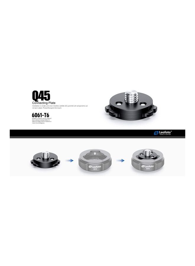 Leofoto Q45 Connecting Plate Anti-Twist Design Black  - Image 2