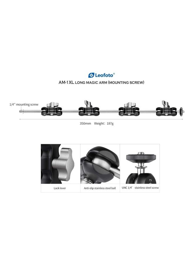 Leofoto Long Magic Arm Mounting Screw Locks Flexible And Variable Tripod Black/Silver  - Image 2