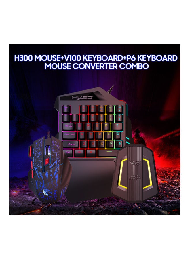 إتش إكس إس جيه ماوس ألعاب سلكي بإضاءة متعددة الألوان RGB ولوحة مفاتيح بيد واحدة مع محول محمول للوحة المفاتيح والماوس  - Image 2