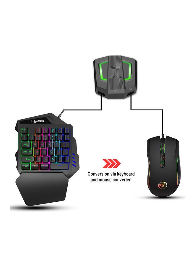 HXSJ - Wired RGB Gaming Mouse And Single-hand Keyboard With Portable Keyboard Mouse Converter Combo - Image 1