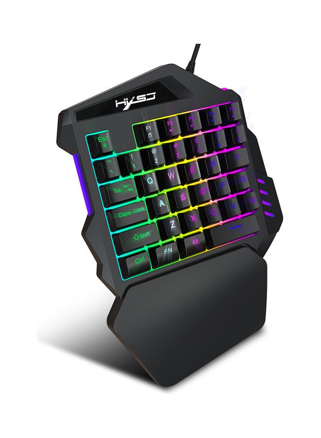 إتش إكس إس جيه - ماوس ألعاب سلكي بإضاءة متعددة الألوان RGB ولوحة مفاتيح بيد واحدة مع محول محمول للوحة المفاتيح والماوس - Image 1