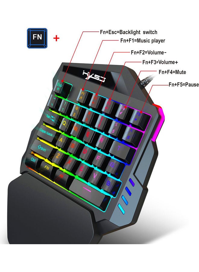 HXSJ - Wired RGB Gaming Mouse And Single-hand Keyboard With Portable Keyboard Mouse Converter Combo - Image 1