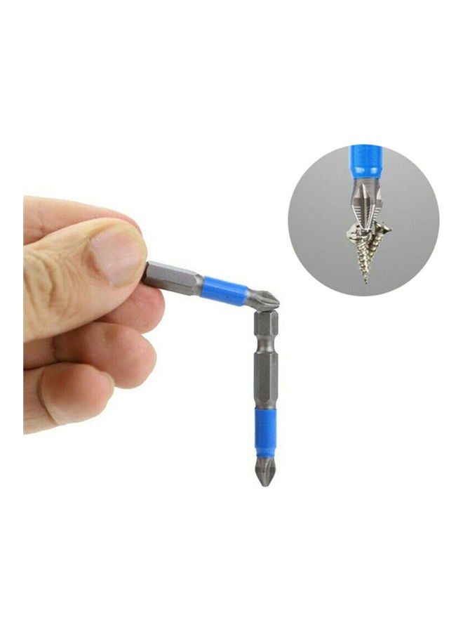 طقم لقم مثقاب مغناطيسية لمفك البراغي الصليبة PH2 مكون من 10 قطع فضي/أزرق 10.00X2.00X6.00سم - Image 4