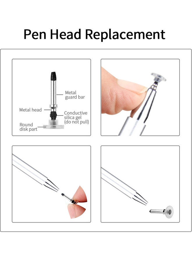 Universal Stylus Pen With Magnetic Absorption Silicone Head Silver - Image 2