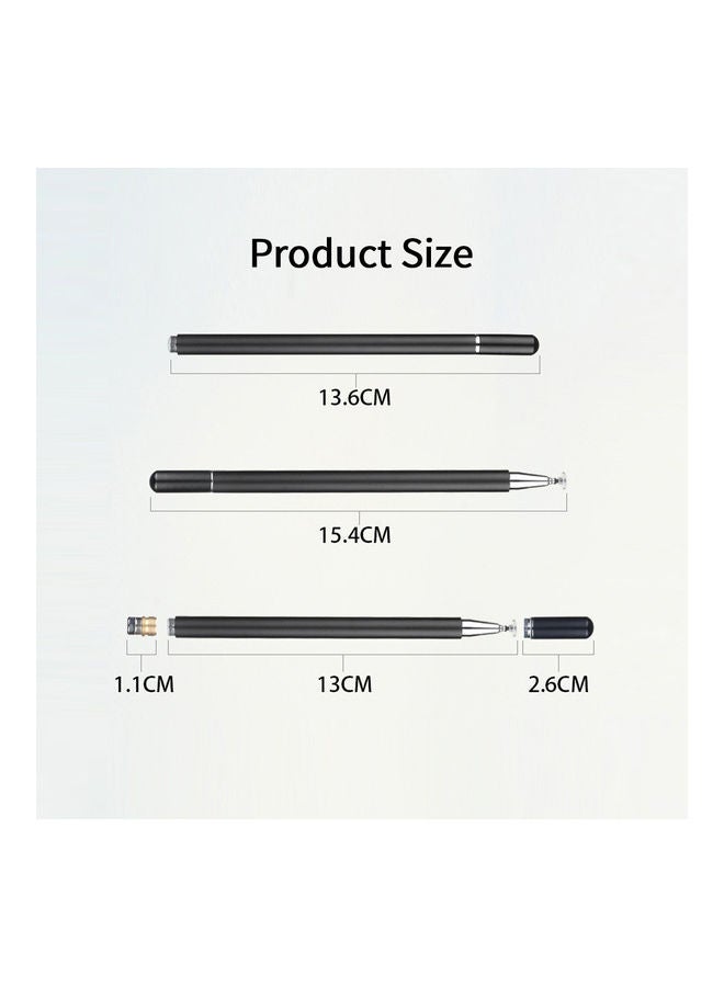 إبرة القلم يناسب جميع الأجهزة مع رأس من السيليكون بخاصية الامتصاص المغناطيسي أسود - Image 2