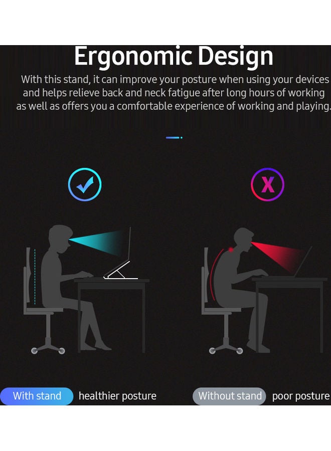 Portable Adjustable Laptop Tablet Stand Black - Image 2