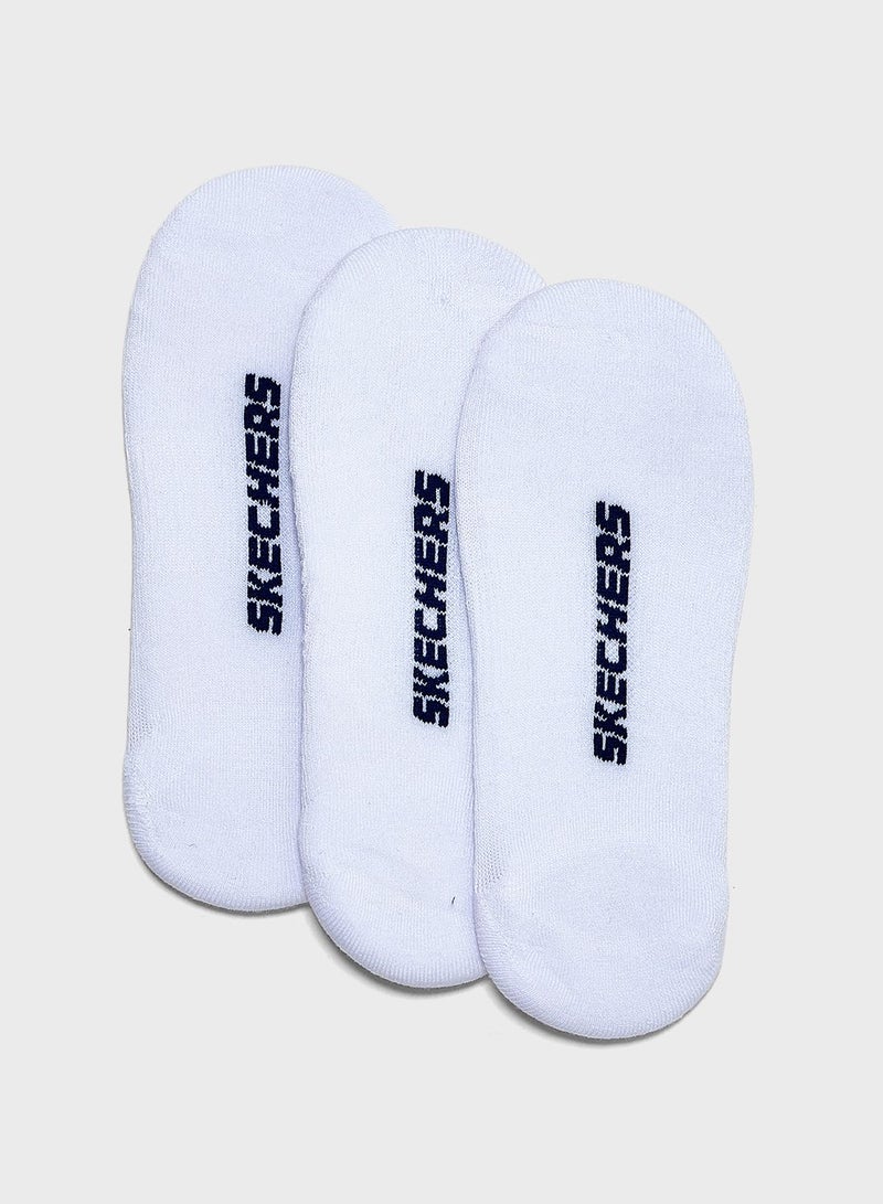 SKECHERS 3 Pair No Show Socks White  - Image 1