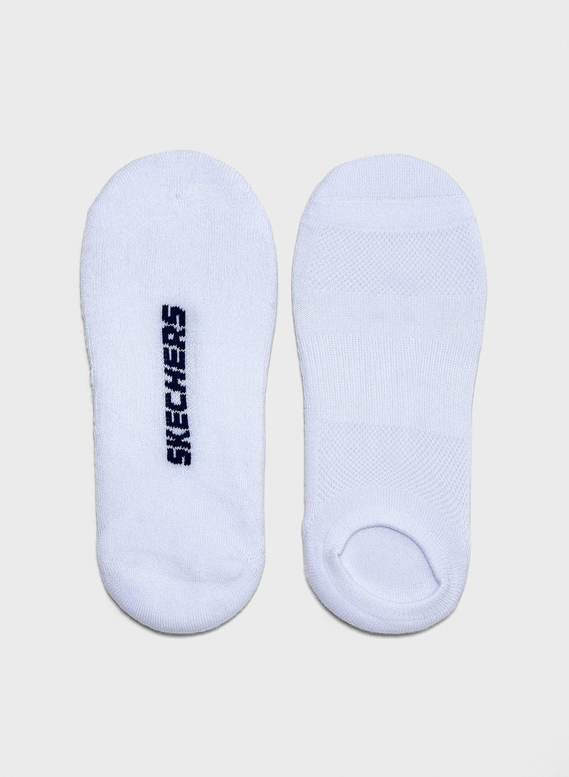 SKECHERS 3 Pair No Show Socks White  - Image 4