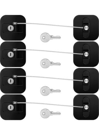 4-Piece Baby Proof Refrigerator Lock With 4 Keys Black - v1626432191/N49201548A_1