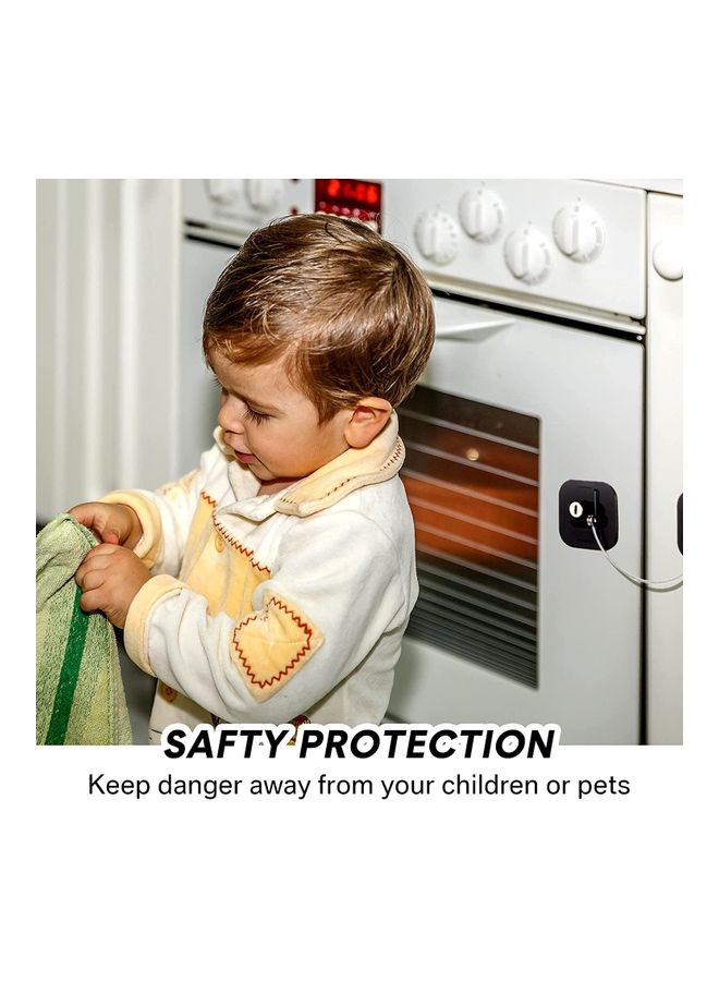 4-Piece Baby Proof Refrigerator Lock With 4 Keys Black