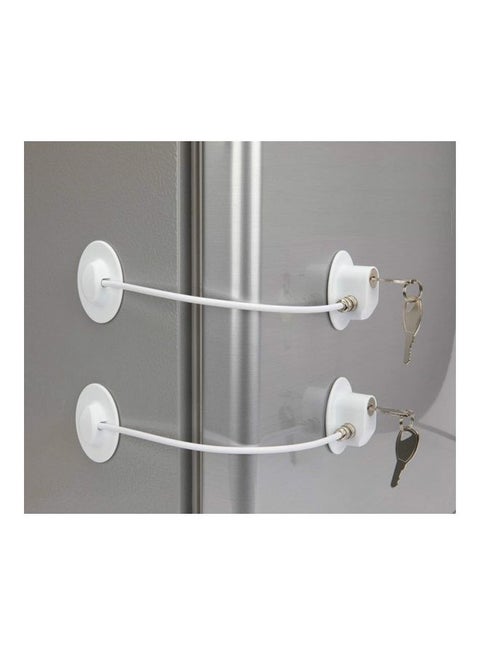 2-Piece Refrigerator Door Locks With 4 Keys White