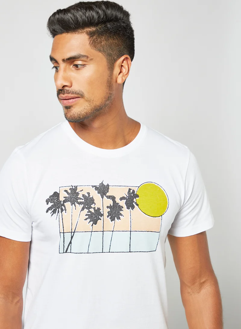 DEDICATED Palm Tree Print T-Shirt White