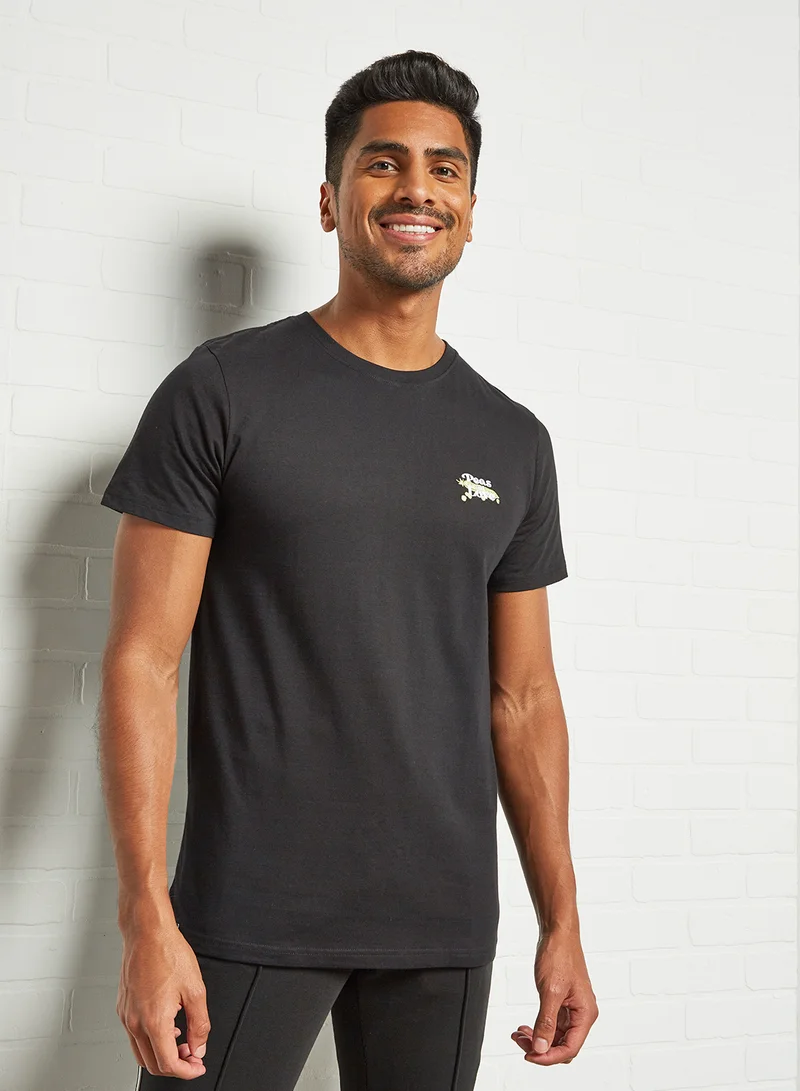 DEDICATED Slogan Print T-Shirt Black