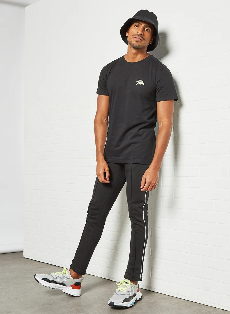 DEDICATED Slogan Print T-Shirt Black