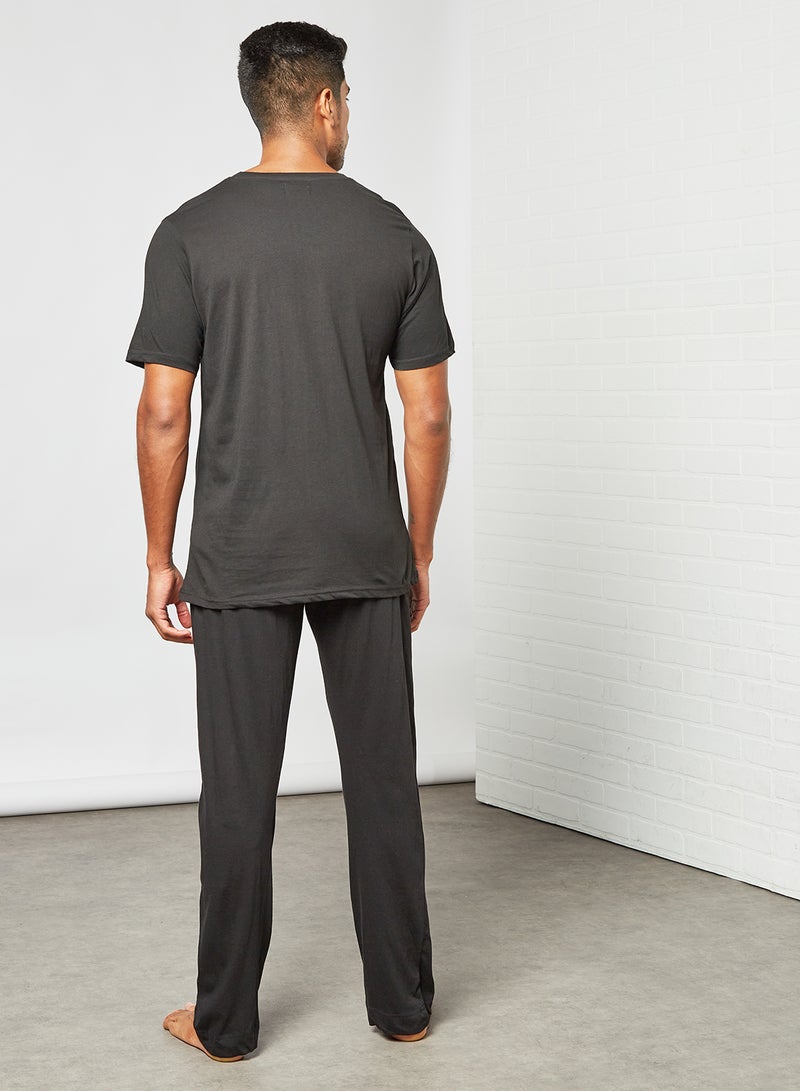 BRAVE SOUL - Graphic Print T-Shirt and Pants Set Black - Image 1