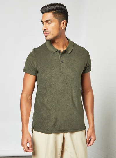 BRAVE SOUL Button Down T-Shirt Mid Khaki