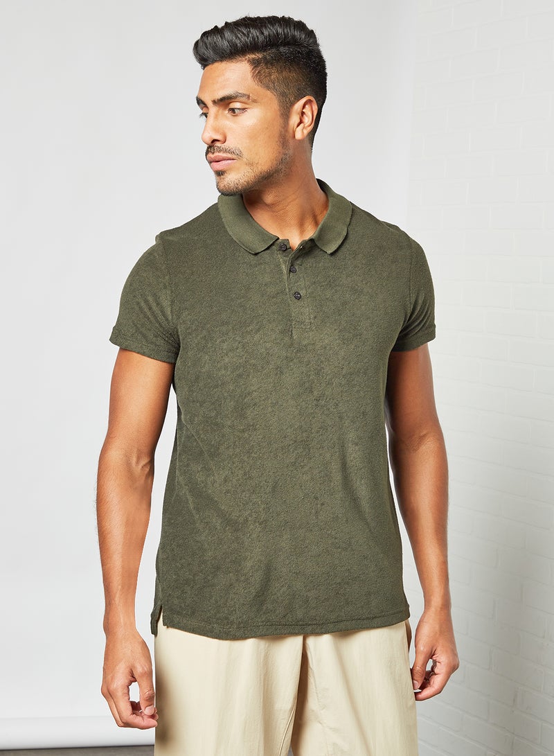 BRAVE SOUL - Button Down T-Shirt Mid Khaki - Image 1
