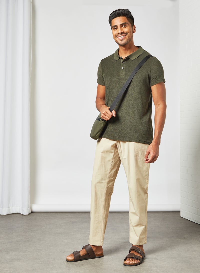 BRAVE SOUL - Button Down T-Shirt Mid Khaki - Image 1