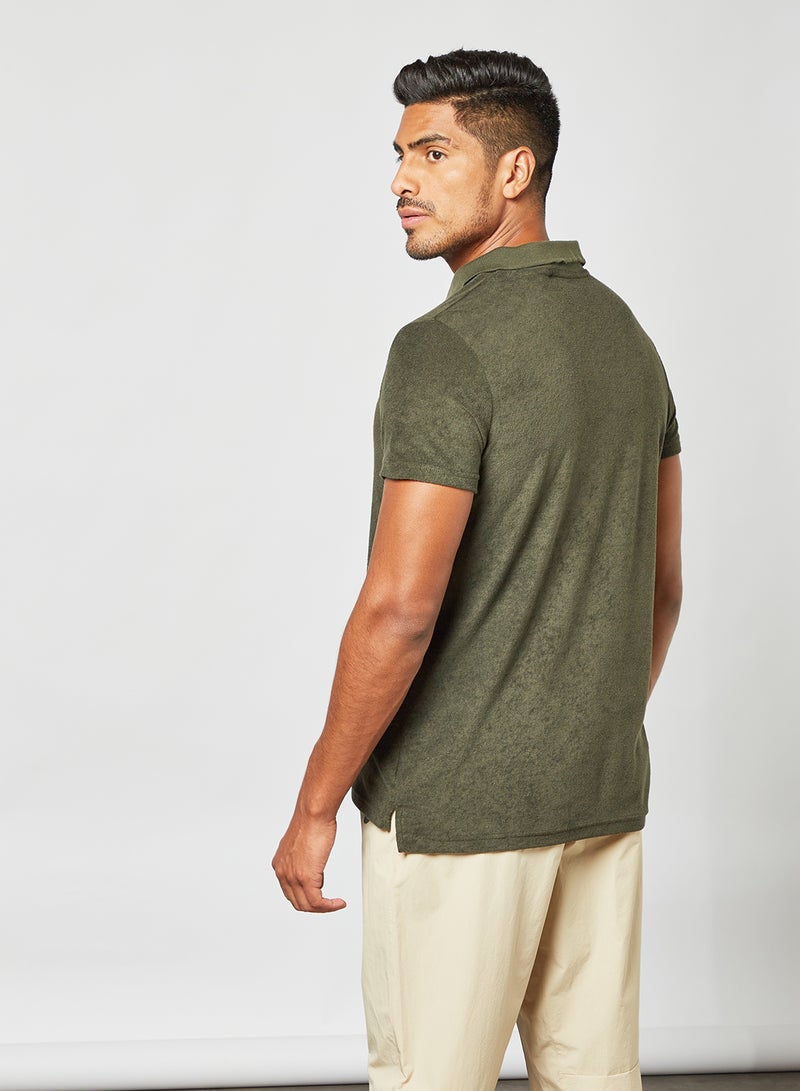 BRAVE SOUL - Button Down T-Shirt Mid Khaki - Image 1