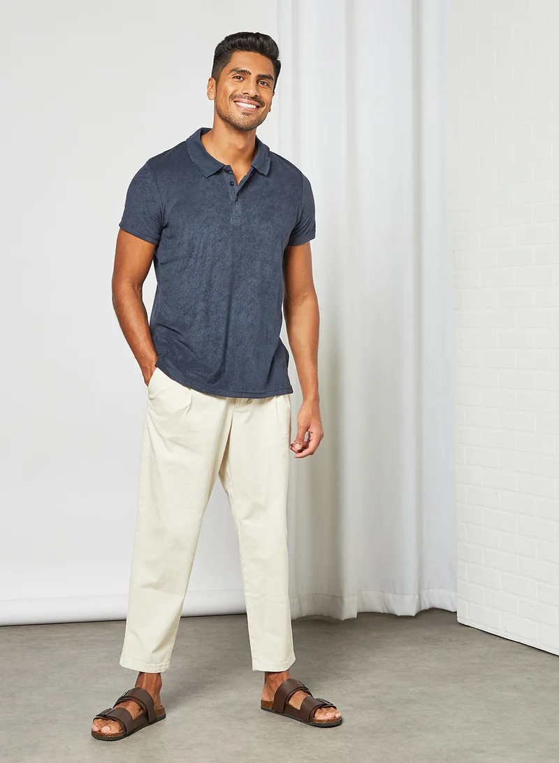 BRAVE SOUL Button Down T-Shirt Navy
