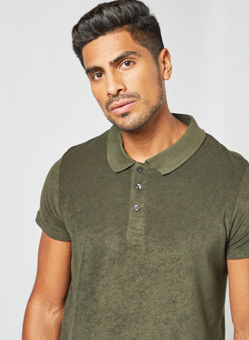 BRAVE SOUL - Button Down T-Shirt Mid Khaki - Image 1