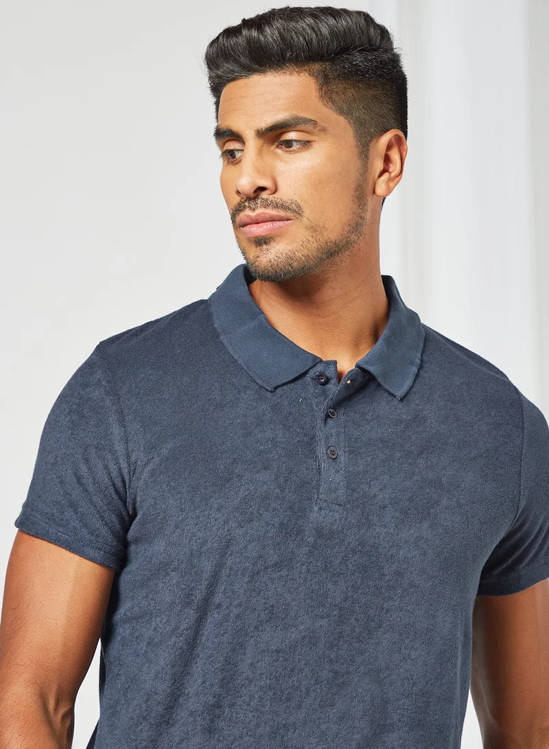 BRAVE SOUL Button Down T-Shirt Navy