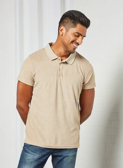 BRAVE SOUL Button Down T-Shirt Brown