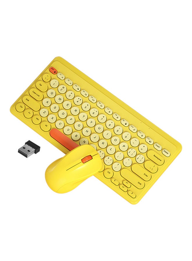 Slim Wireless Keyboard And Mouse Set Yellow/Red