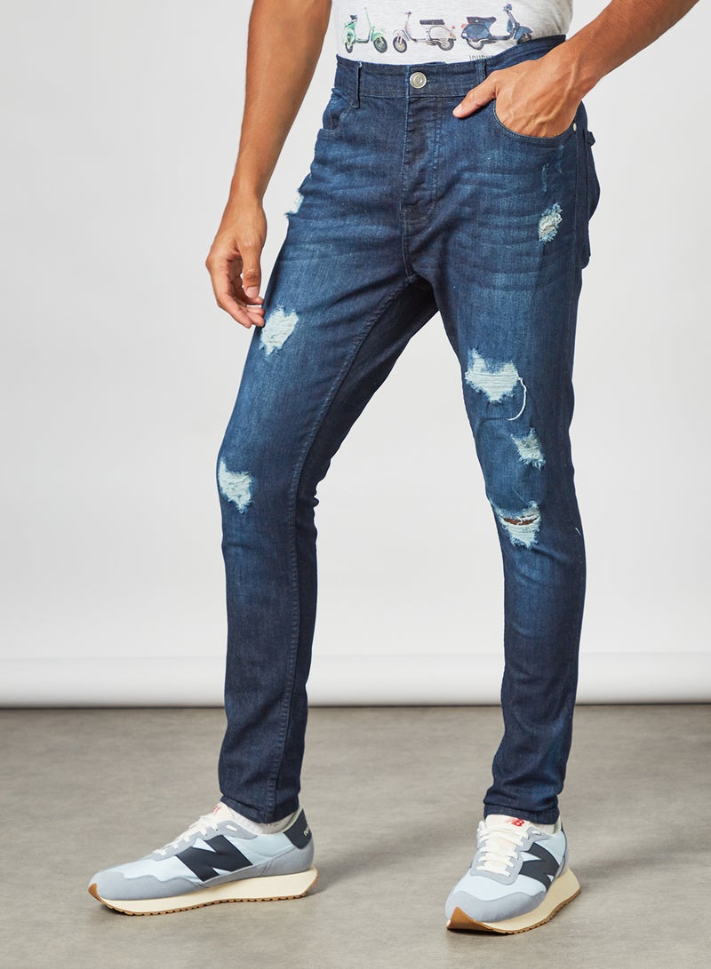 BRAVE SOUL - Skinny Fit Ripped Jeans Blue - Image 1
