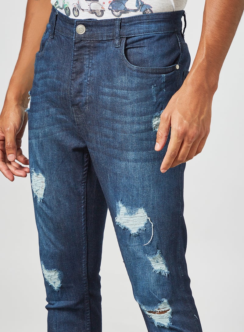 BRAVE SOUL - Skinny Fit Ripped Jeans Blue - Image 1