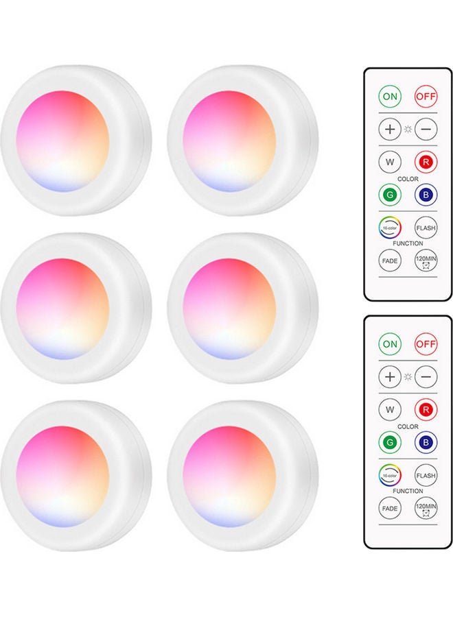 6-Led Puck Light Cabinet Lighting With Remote And Wireless Battery Operated Lamp Multicolour 22x7x8cm - Image 1