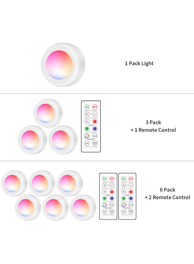 6-Led Puck Light Cabinet Lighting With Remote And Wireless Battery Operated Lamp Multicolour 22x7x8cm - Image 4