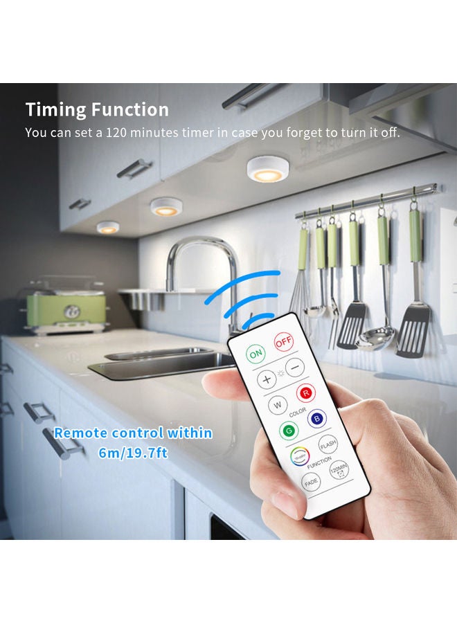 6-Led Puck Light Cabinet Lighting With Remote And Wireless Battery Operated Lamp Multicolour 22x7x8cm - Image 2