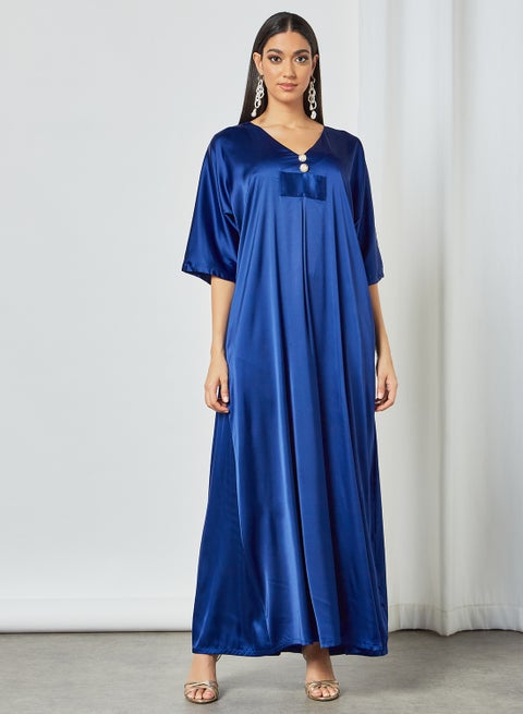 Button Applique Detail Jalabiya Blue