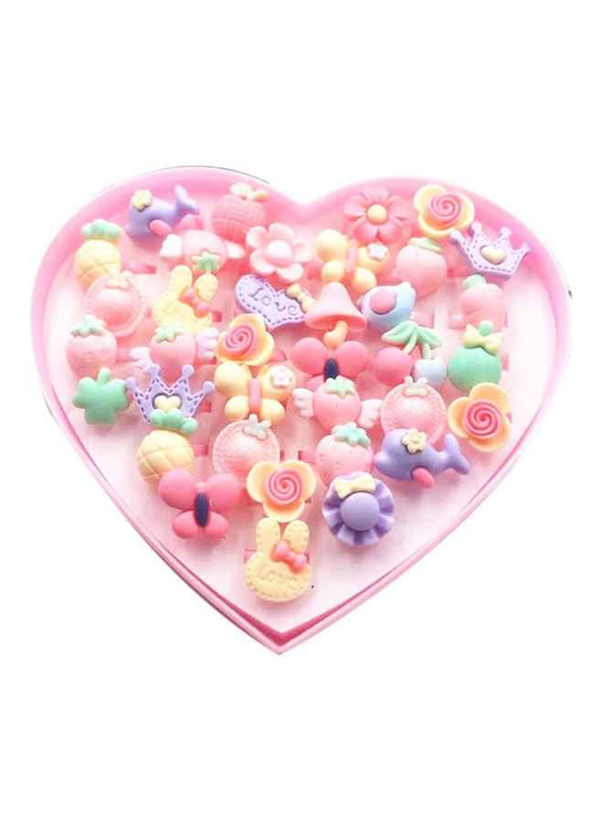 36-Piece Flower Resin Rhinestone Rings Toy Set 