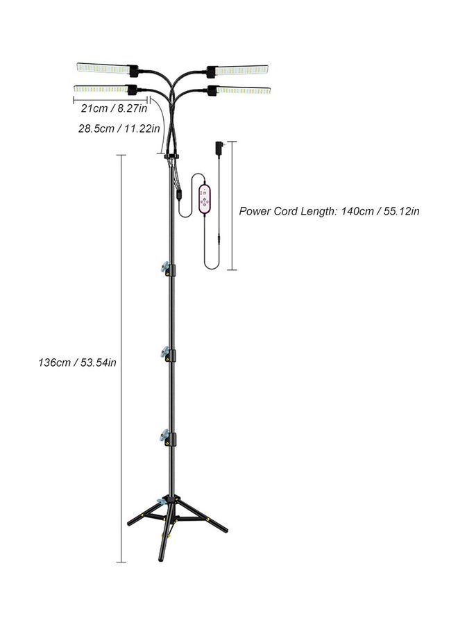 Generic 4-Head LED Grow Light with Adjustable Tripod Stand Black - Image 3