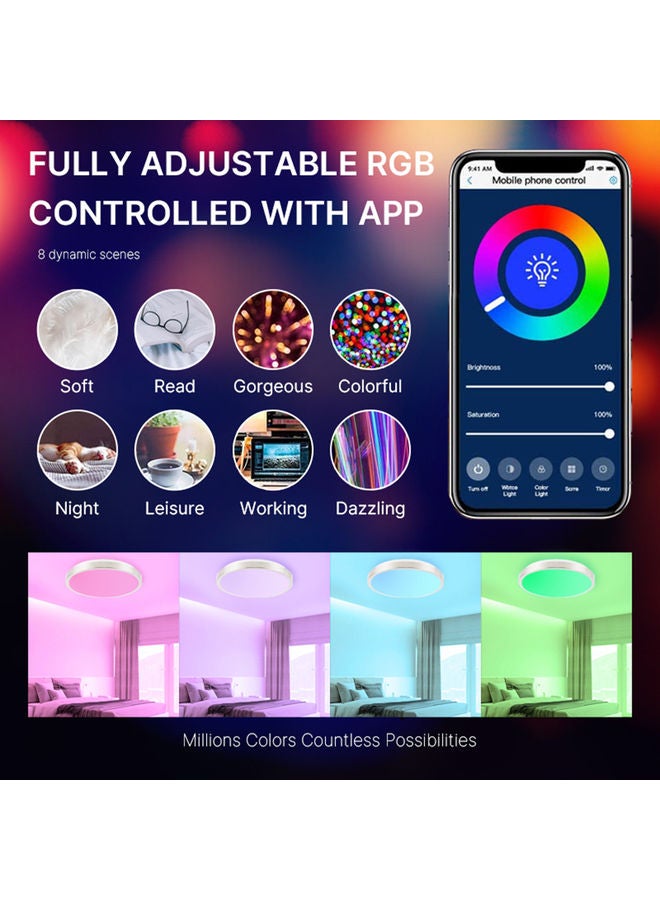 مصباح سقف ذكي قابل للتعتيم بخاصية التحكم في الصوت متعدد الألوان - Image 2