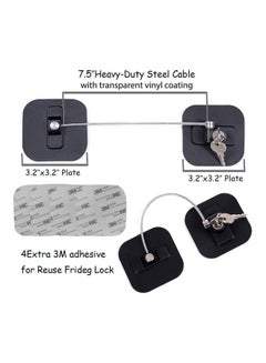 XiuWoo 2-Piece Fridge Freezer Door Lock With 4 Keys Black  - Image 2