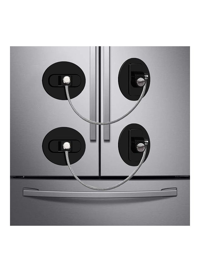 XiuWoo 2-Piece Fridge Freezer Door Lock With 4 Keys Black  - Image 1