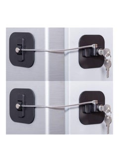 XiuWoo 2-Piece Fridge Freezer Door Lock With 4 Keys Black  - Image 1