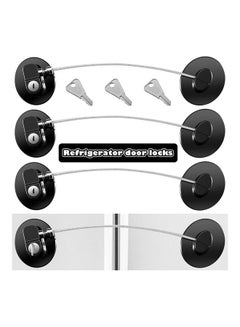XiuWoo 2-Piece Fridge Freezer Door Lock With 3 Keys Black  - Image 1