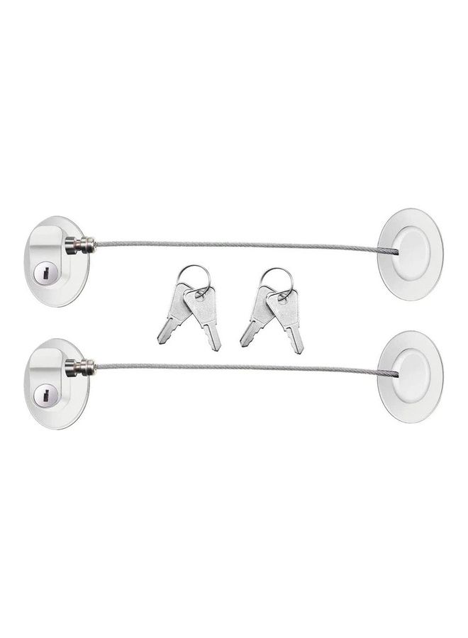 XiuWoo 2-Piece Fridge Freezer Door Lock With 4 Keys White - Image 1