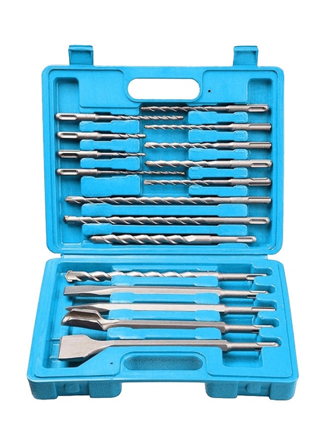 17-Piece Rotary Hammer Drill Bits with Storage Case Blue/Silver 29.50 X 5.50 X 23.00cm - Image 1