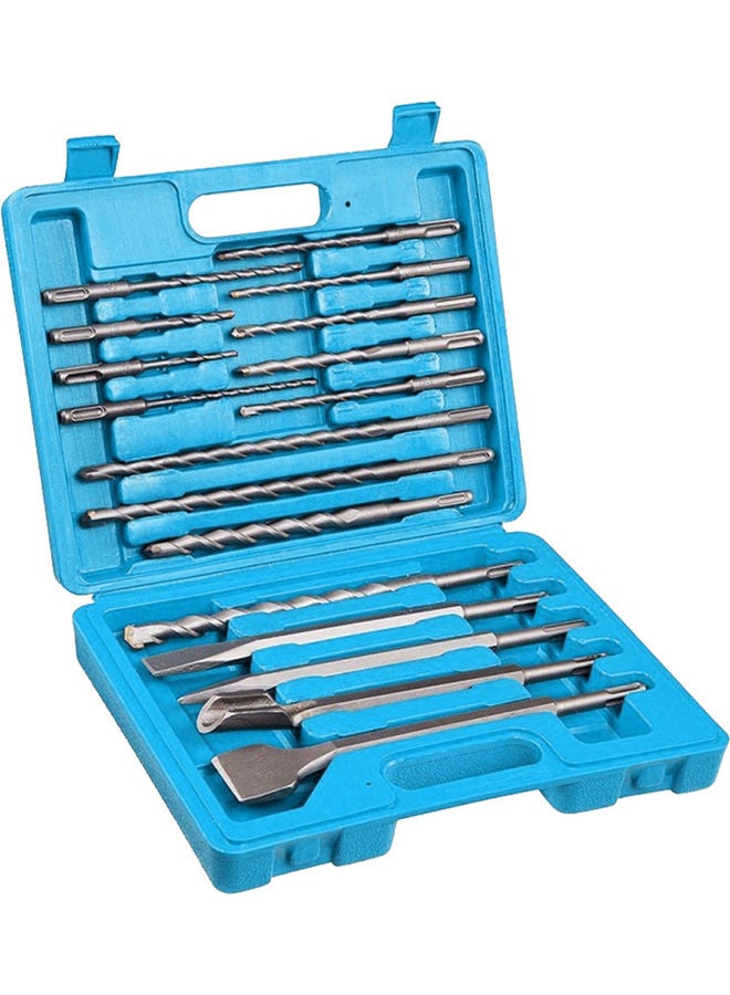 17-Piece Rotary Hammer Drill Bits with Storage Case Blue/Silver 29.50 X 5.50 X 23.00cm - Image 2