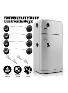 XiuWoo 4-Piece Fridge Freezer Door Lock With 4 Keys Black  - Image 4