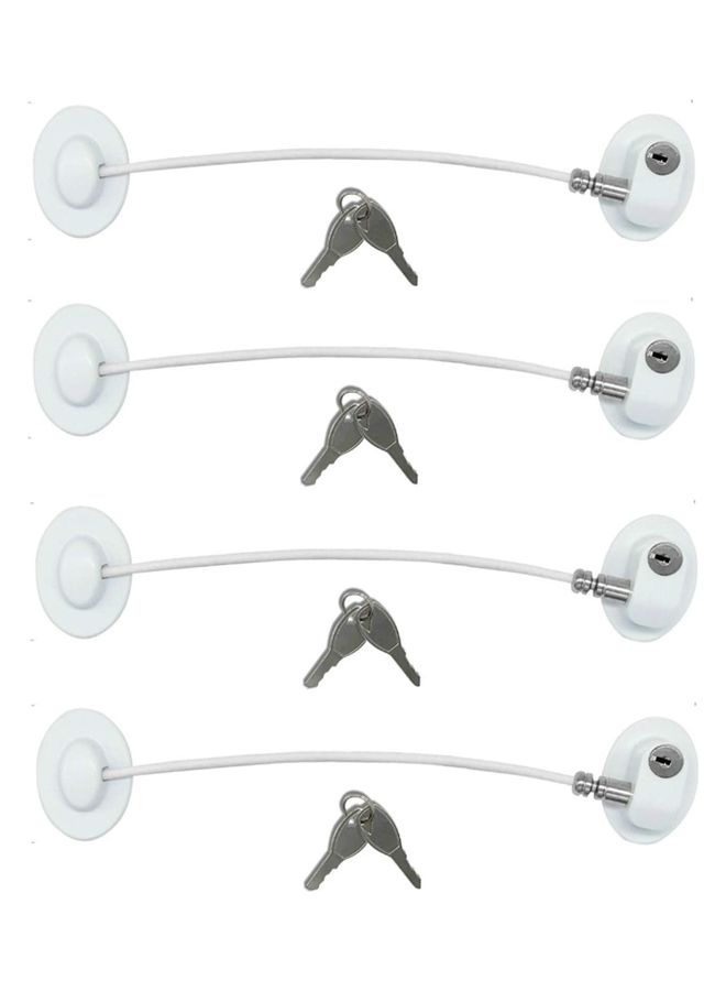 XiuWoo - 4-Piece Refrigerator Lock With 8 Keys White - Image 1