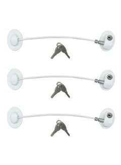 XiuWoo 3-Piece Refrigerator Lock With 6 Keys White  - Image 1