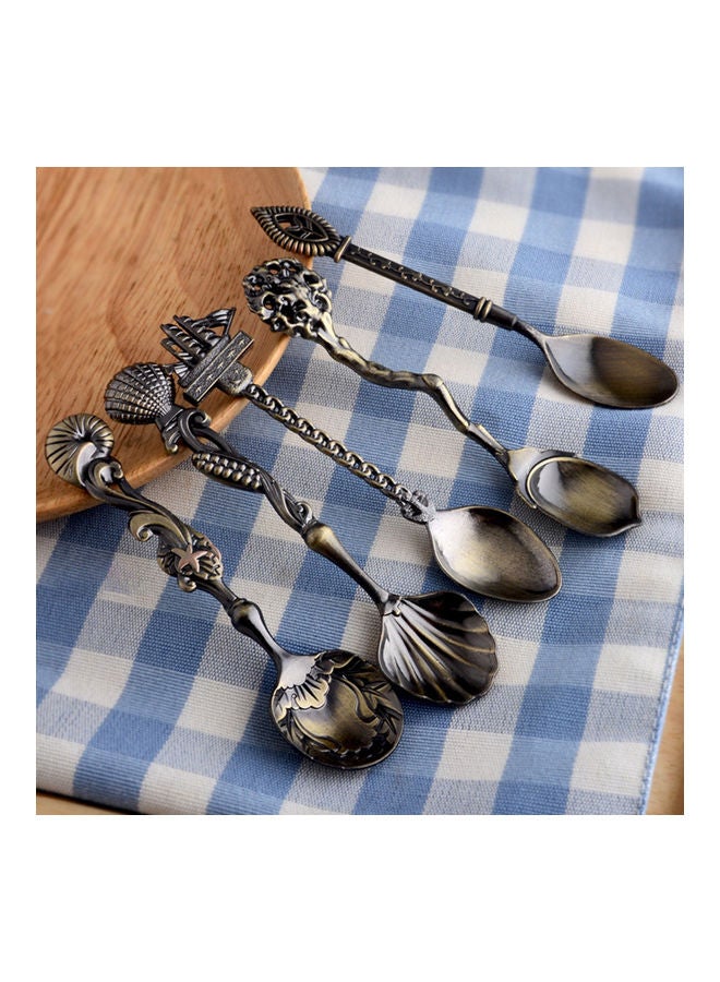 5-Piece Table Spoon Set Black/Gold 